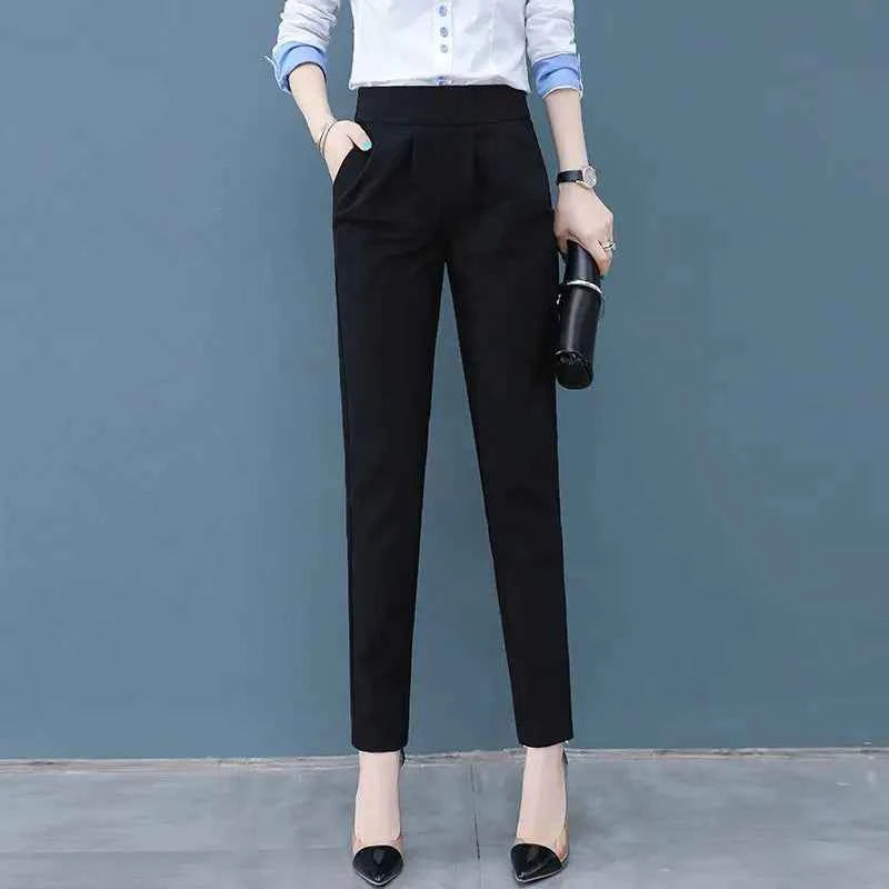 Pantalon Élégant Femme Taille Haute Noir