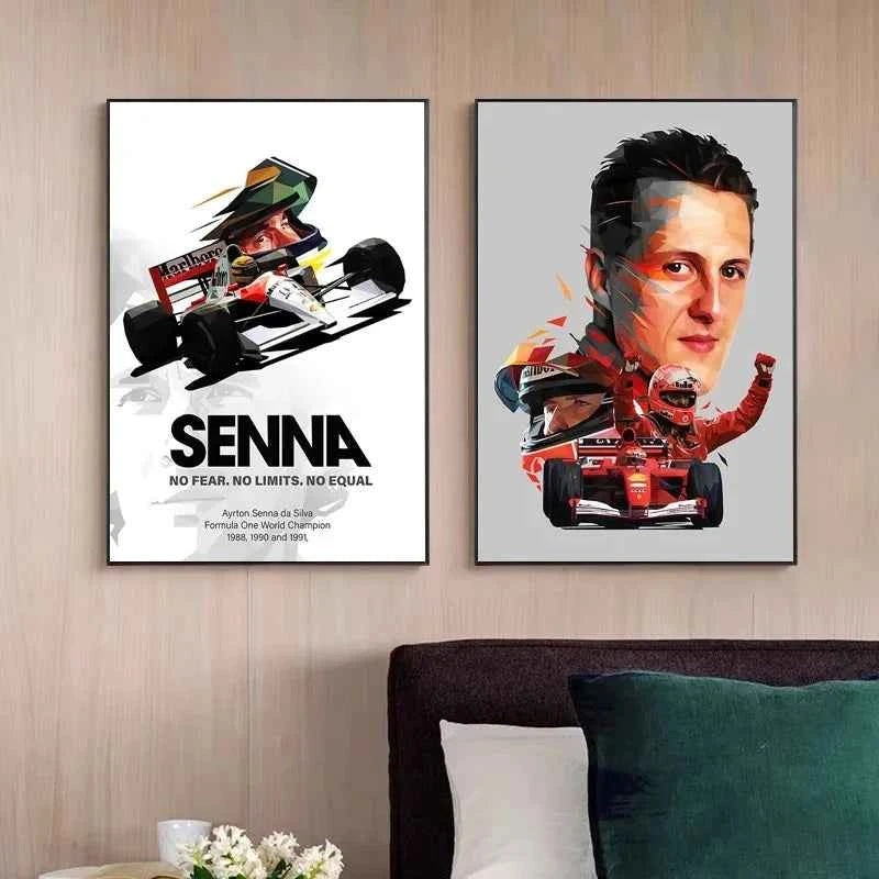 F1 World Champion Racer Ayrton Senna Graffiti Racing Formula 1 Poster Decorative Paintings Canvas Wall Art Pictures Home Decor