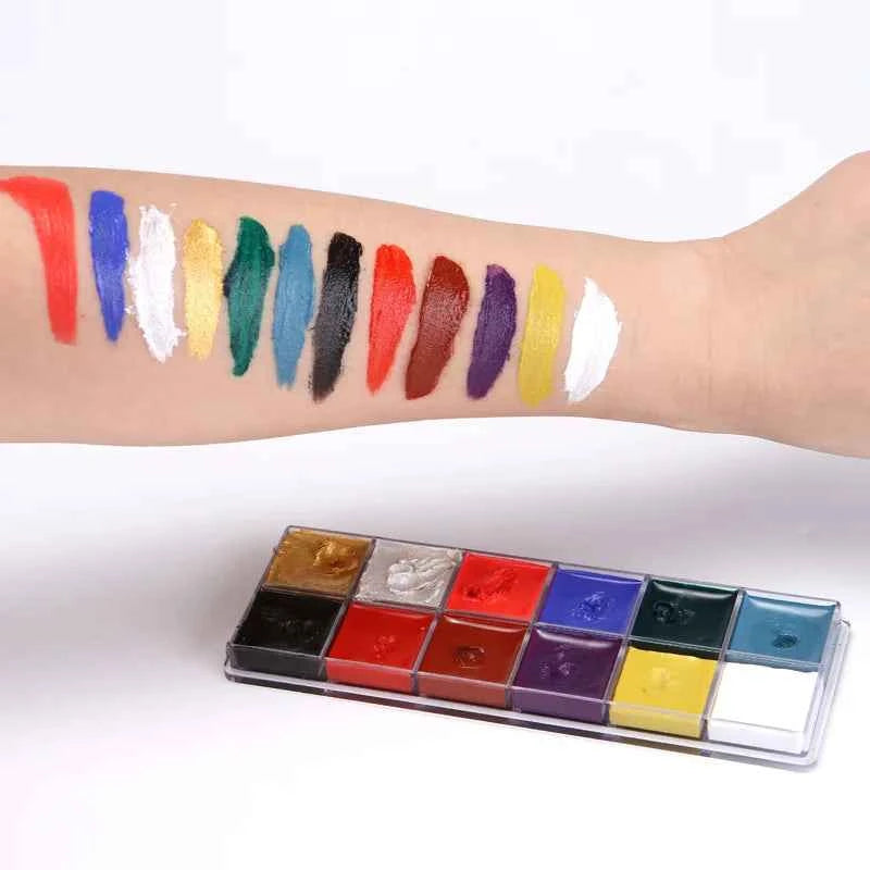 12 colors face&body paint child can use Performance makeup paint palette pinta caritas infantil halloween makeup festival