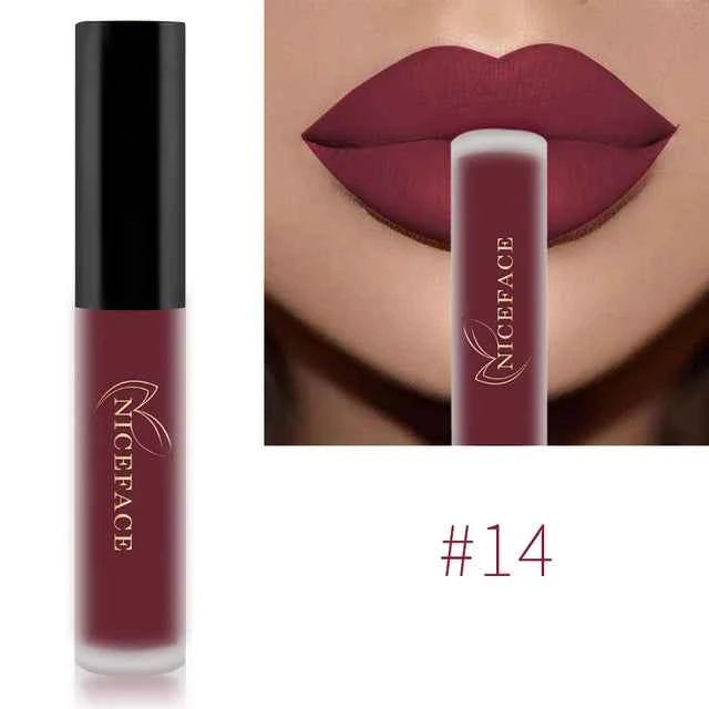 NICEFACE 34 Color Lip Gloss Waterproof Nude Matte Liquid Lipstick Moisturizing Long Lasting Lipgloss Lip Makeup Beauty Cosmetics