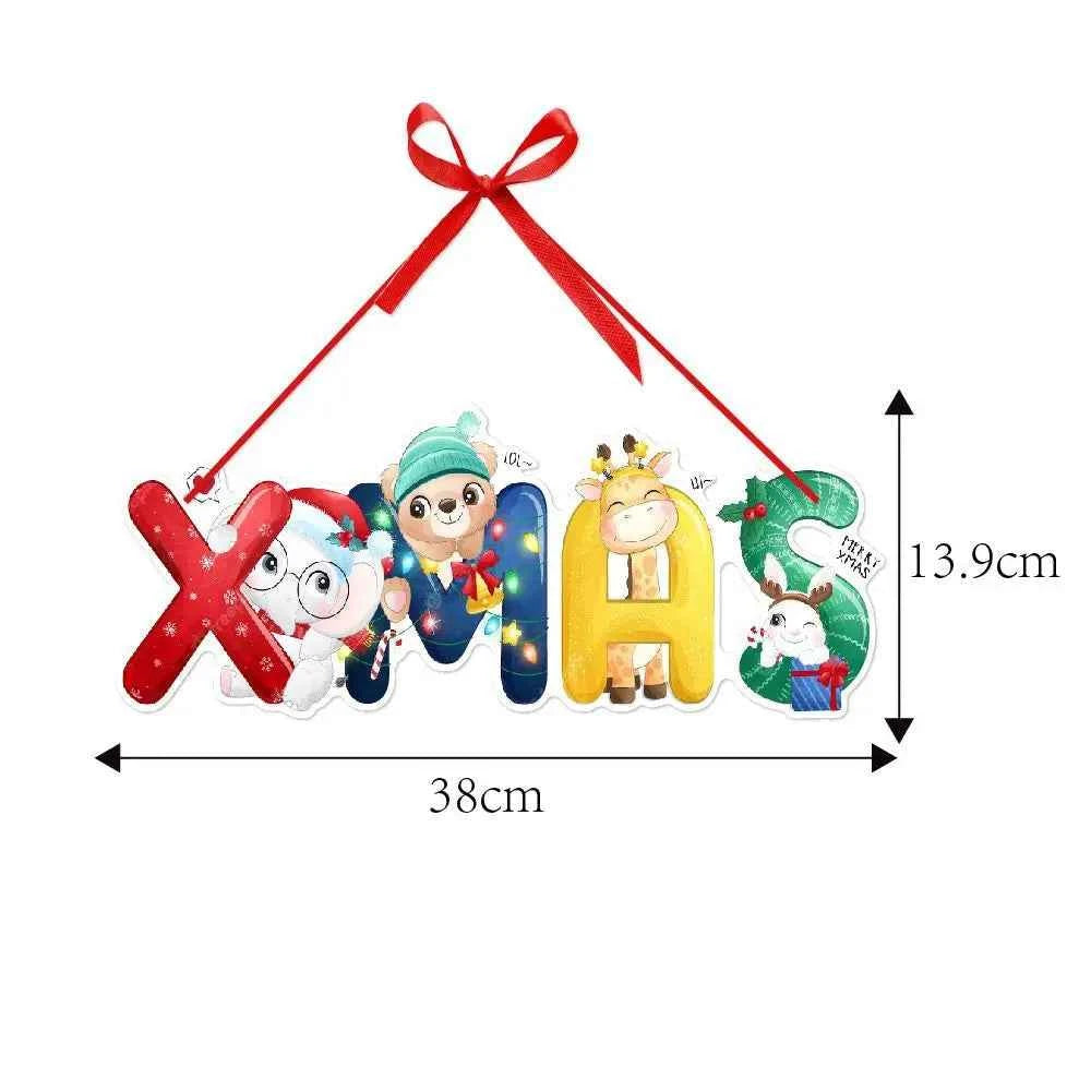 Christmas Door Hanging Banner Cute Christmas Porch Door Paper Banner Garland for Xmas Home Decorations New Year Party Supplies