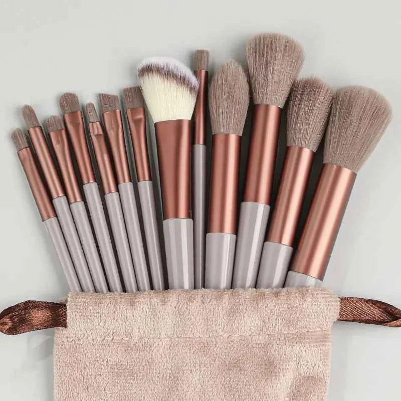 Professional 13PCS Makeup Brushes Set 2 Powder Puff Sponge for Cosmetics Foundation Blush Eyeshadow Blending Brush Beauty Tools