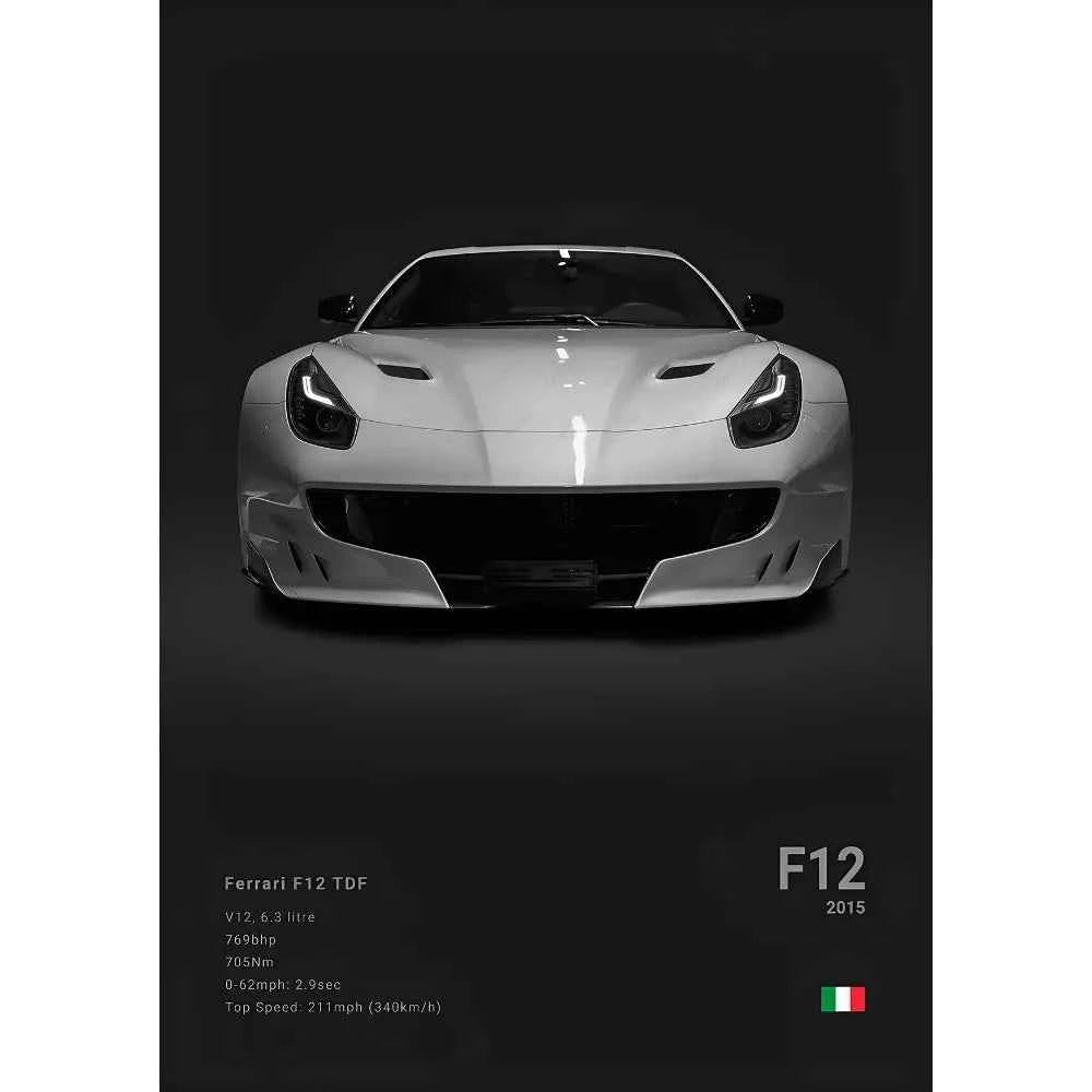 F-Ferrari Black Car Famous F40 ENZO SF90 F12 Poster Sticky Wall Art Printing Waterproof Home Living Bed Room Bar Aesthetic Decor