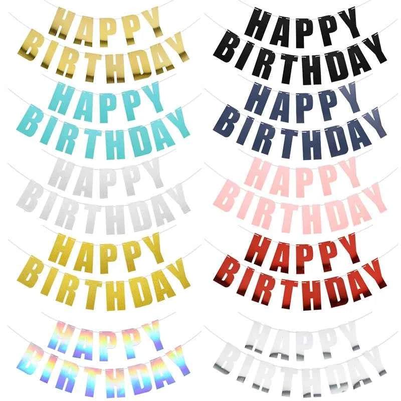 Happy Birthday Banner Bunting paper Birthday Party Hanging Garland Banner Baby Shower Decoration