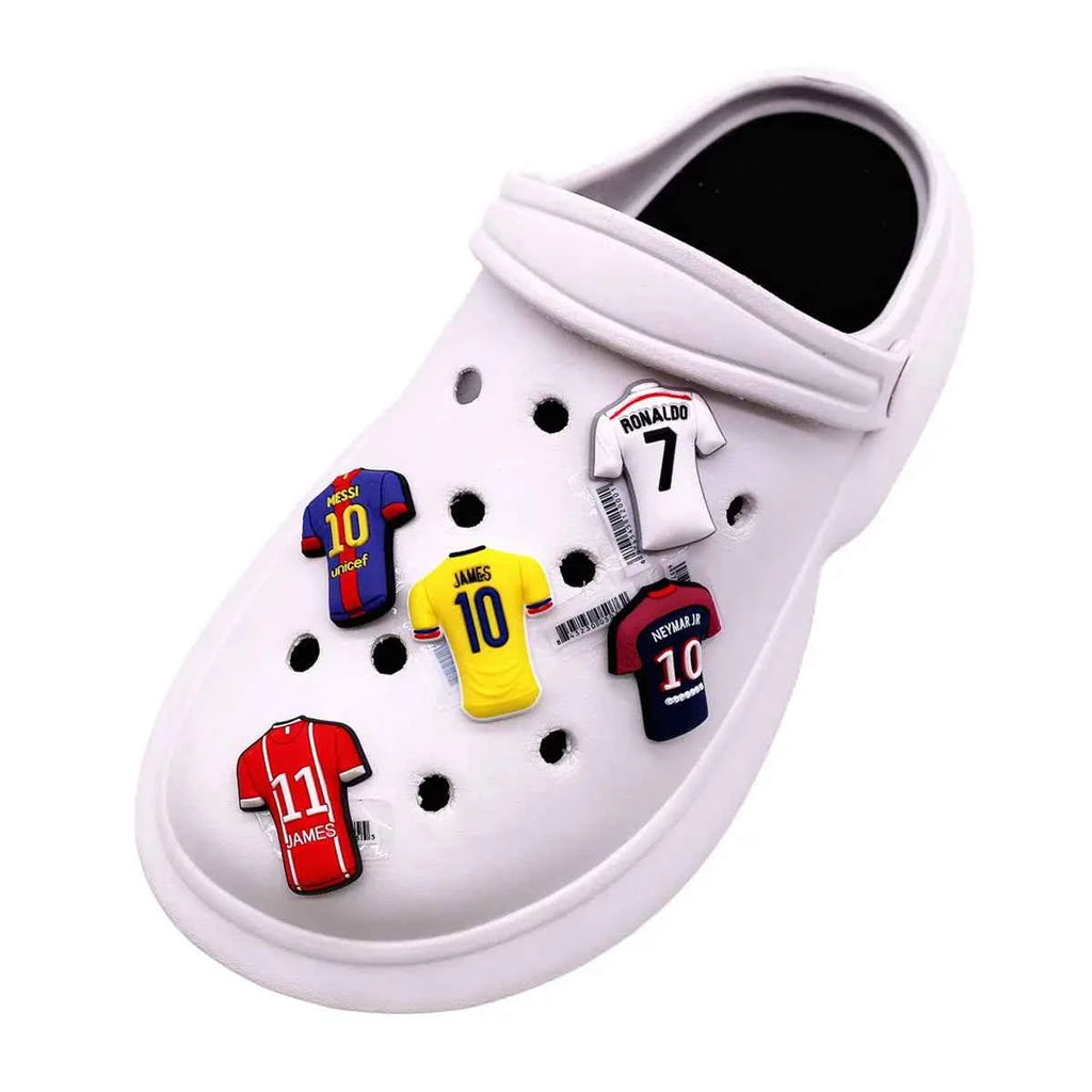 1 Pcs Original Soccer Jersey PVC Shoe Charms Designer Sandals Upper Decorations Accessories Football Clothes Shapes Clogs Buckle