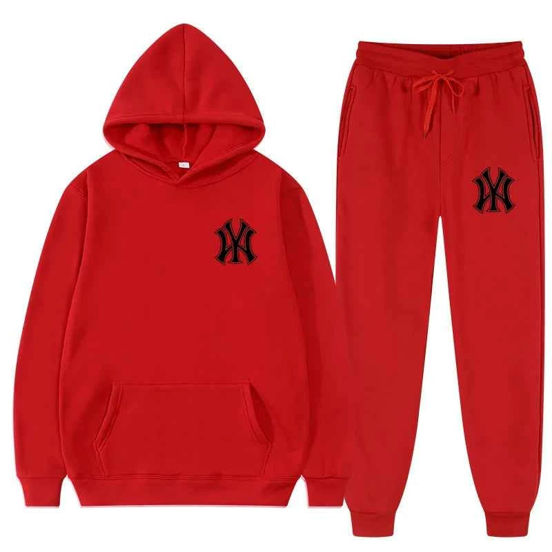 2 Pieces Sets Tracksuit Hooded Sweatshirt +Drawstring Pants Male Sport Hoodies Running Sportswear Men Women Brand Autumn Winter