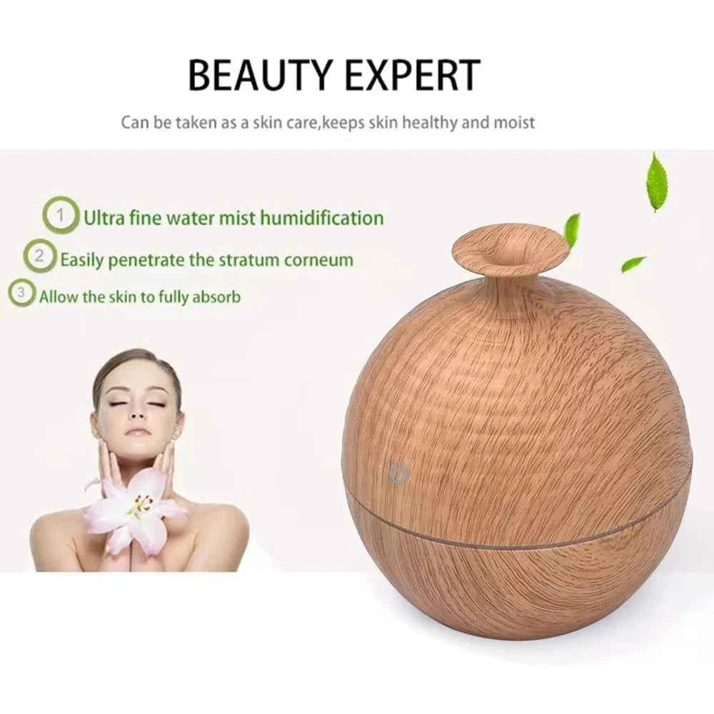 Mini Humidifier USB Aromatherapy Diffuser Home Air Humidifier Desktop Woodgrain Humidifier