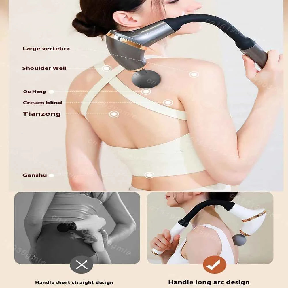 Bending Fascia Gun Handheld Electric Percussion Hammer Back Waist Vibration Pulse Massage Gun Body Relax Shaping Fitness Tool