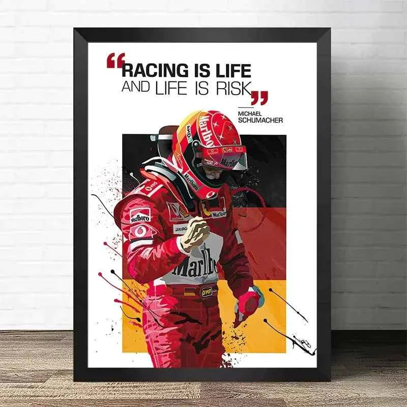 F1 World Champion Racer Ayrton Senna Graffiti Racing Formula 1 Poster Decorative Paintings Canvas Wall Art Pictures Home Decor