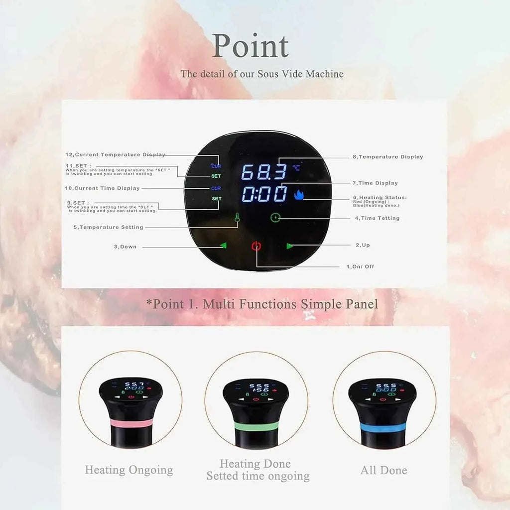 110V Waterproof Sous Vide Cooker 1800W Immersion Circulator Vacuum Slow Cooker with LCD Digital Accurate Control Slow Cooker