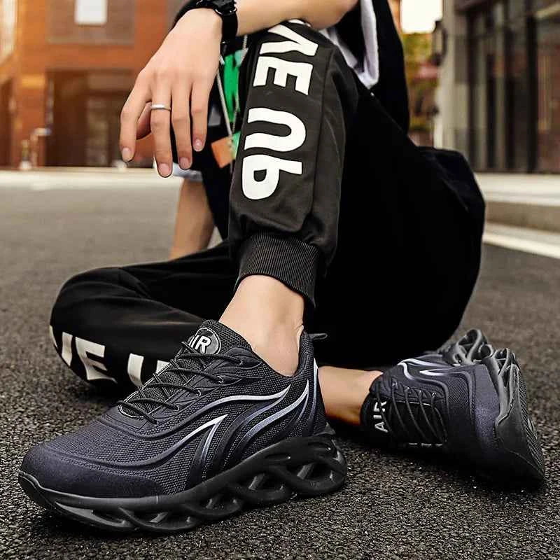 Running Shoes Men Fashion Athletic Sports Blade Cushioning Sneakers Knit Jogging Trainers Flame Printed Lightweight Running Shoe
