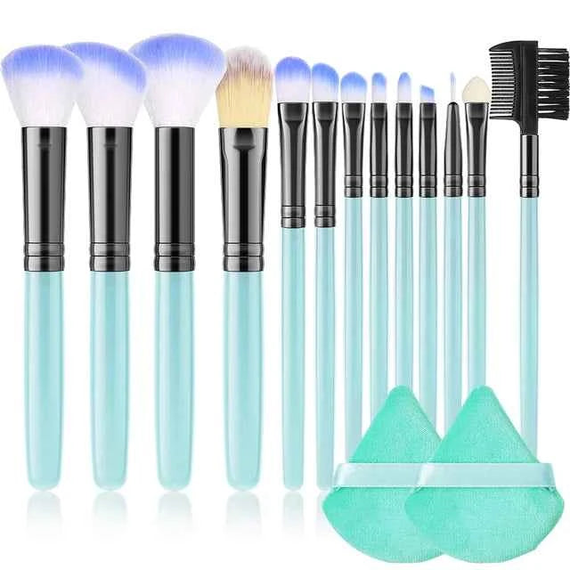 Professional 13PCS Makeup Brushes Set 2 Powder Puff Sponge for Cosmetics Foundation Blush Eyeshadow Blending Brush Beauty Tools