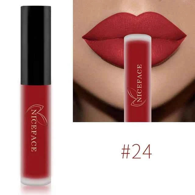 NICEFACE 34 Color Lip Gloss Waterproof Nude Matte Liquid Lipstick Moisturizing Long Lasting Lipgloss Lip Makeup Beauty Cosmetics