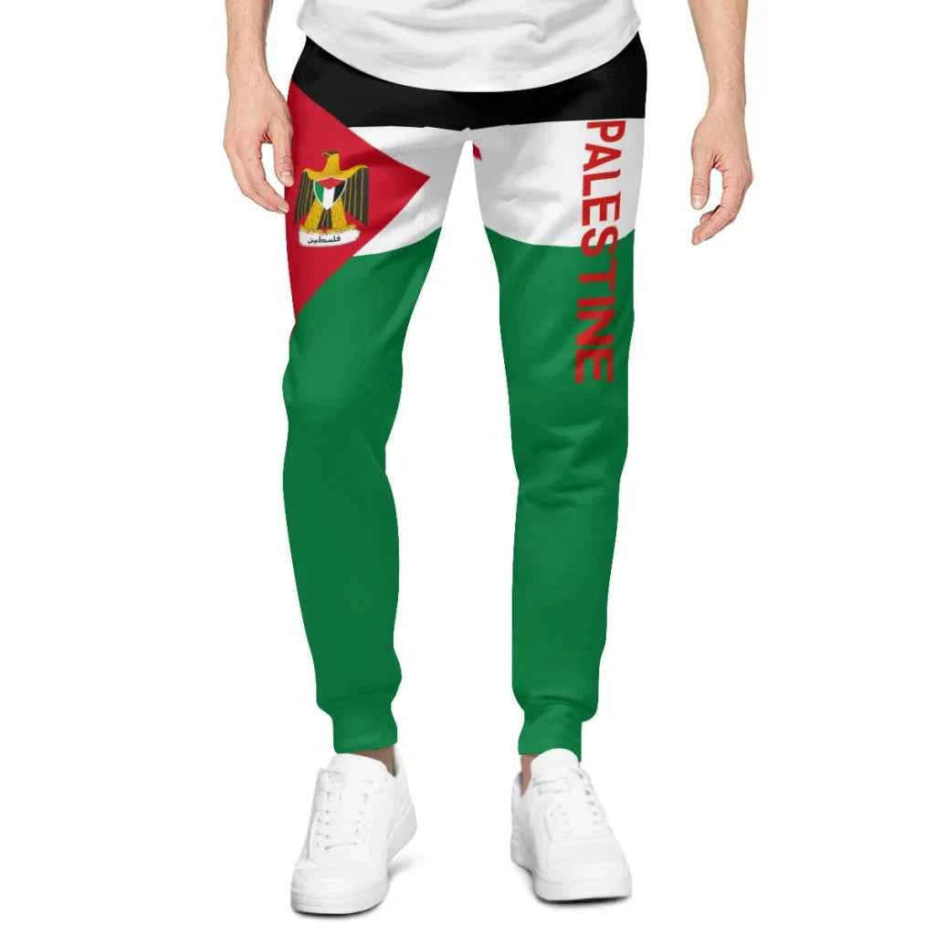 Mens Sweatpants Palestine Emblem Flag Pants with Pockets Joggers Soccer Football Multifunction Sports Sweat With Drawstring