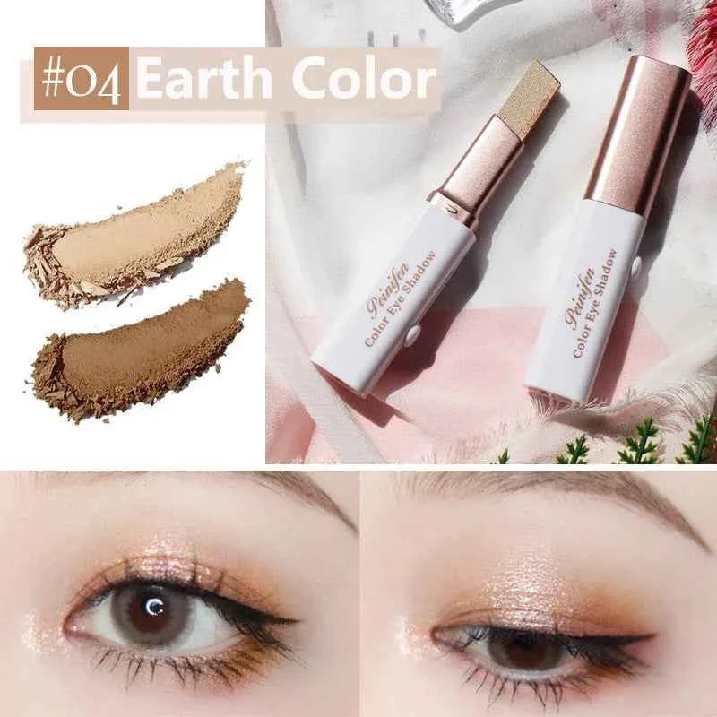 Double Color Glitter Eye Shadow Stick Matte Eyeshadow Make-up Waterproof Bicolor Shimmer Cosmetics Portable Lazy Beauty Makeup