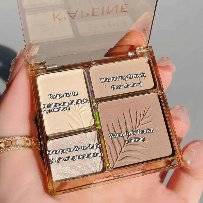 3D Facial Contouring Bronzer Cosmetics Brightening Beige Matte Highlights Palette Four-color Eye Shadow Nose Powder Makeup