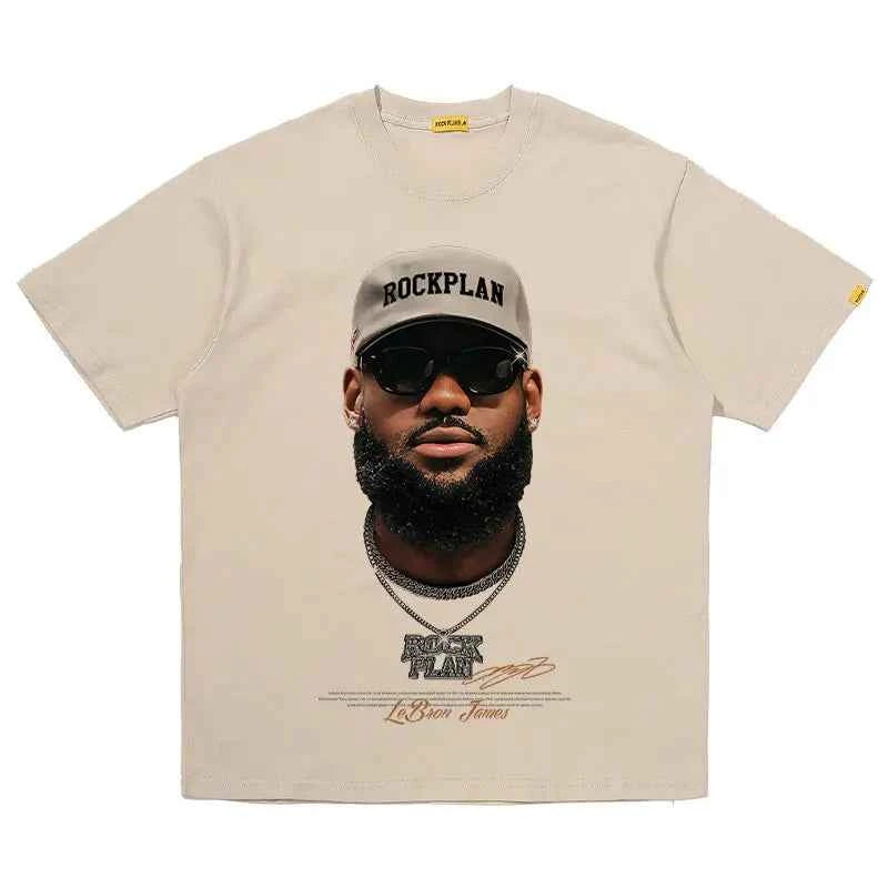 James Big Head American Print Short Sleeve Loose T-shirt Sports Basketball Jersey Tide Graphic T Shirts Men Clothing Oversized