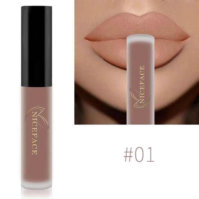 NICEFACE 34 Color Lip Gloss Waterproof Nude Matte Liquid Lipstick Moisturizing Long Lasting Lipgloss Lip Makeup Beauty Cosmetics