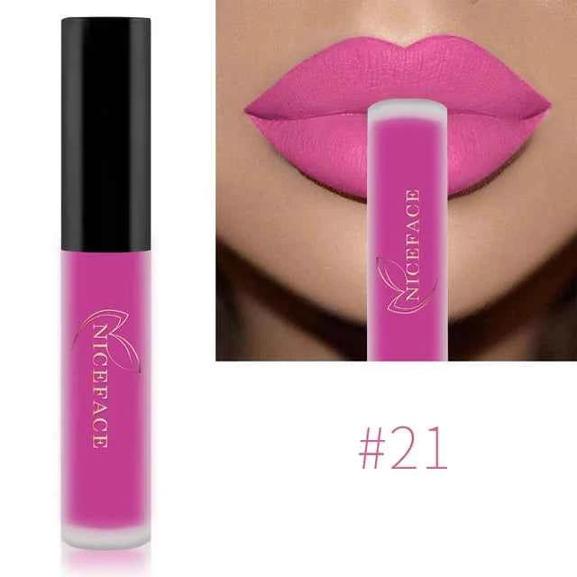 NICEFACE 34 Color Lip Gloss Waterproof Nude Matte Liquid Lipstick Moisturizing Long Lasting Lipgloss Lip Makeup Beauty Cosmetics