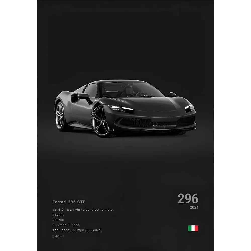 F-Ferrari Black Car Famous F40 ENZO SF90 F12 Poster Sticky Wall Art Printing Waterproof Home Living Bed Room Bar Aesthetic Decor