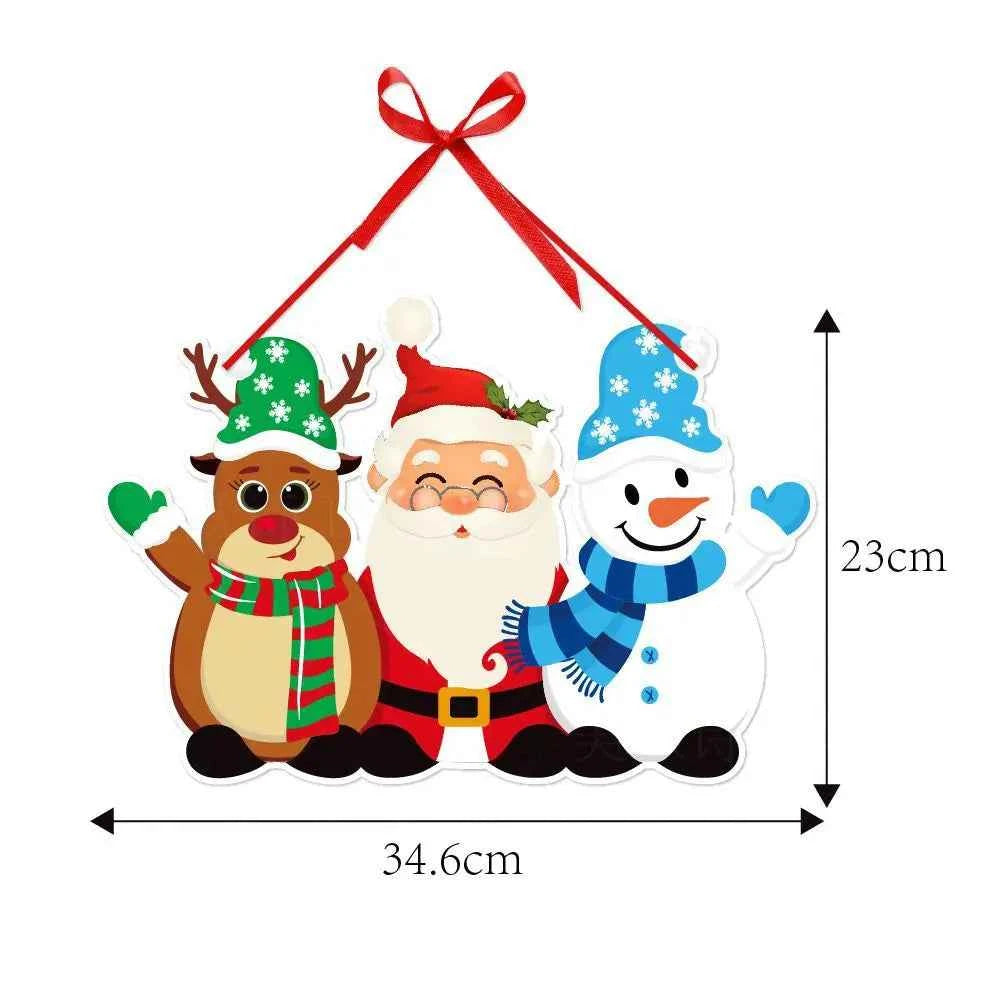 Christmas Door Hanging Banner Cute Christmas Porch Door Paper Banner Garland for Xmas Home Decorations New Year Party Supplies