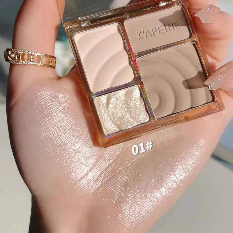 3D Facial Contouring Bronzer Cosmetics Brightening Beige Matte Highlights Palette Four-color Eye Shadow Nose Powder Makeup