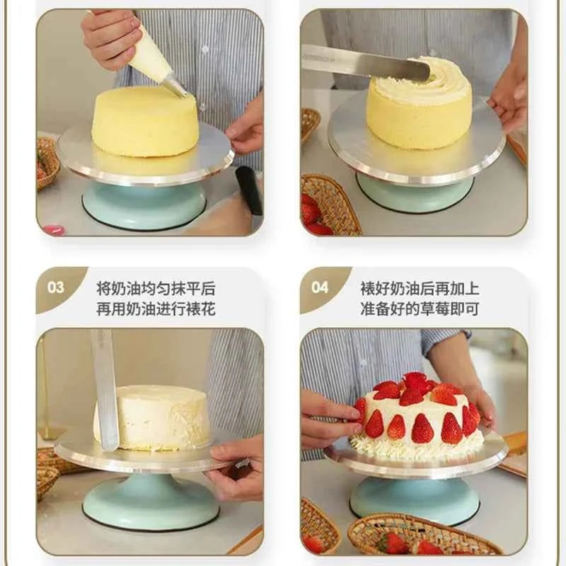 10 INCH Baking Tools Aluminum Alloy Birthday Cake Turntable Plastic Ceramic Turntable Glass Turntable Flower Mounting Table