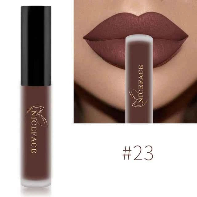 NICEFACE 34 Color Lip Gloss Waterproof Nude Matte Liquid Lipstick Moisturizing Long Lasting Lipgloss Lip Makeup Beauty Cosmetics