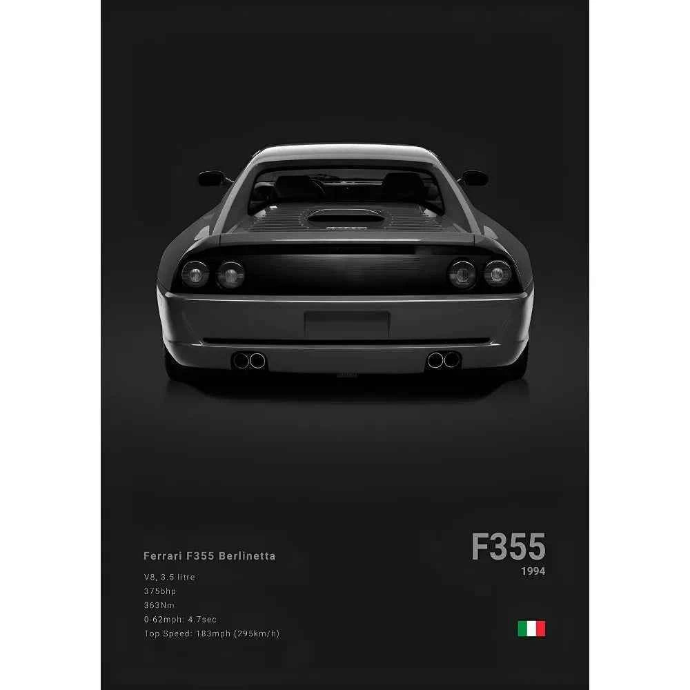 F-Ferrari Black Car Famous F40 ENZO SF90 F12 Poster Sticky Wall Art Printing Waterproof Home Living Bed Room Bar Aesthetic Decor