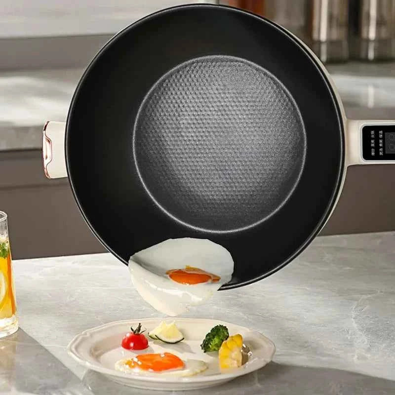 MultiFunction Electric Cooking Pot, NonStick Electric Fryer and Steamer for Home Use, Compact Cooker, Quick Meal Appliance