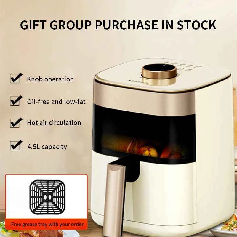 2025 New Xianke Air fryer 5L large capacity household barbecue multifunctional rotary electric fryer electric oven