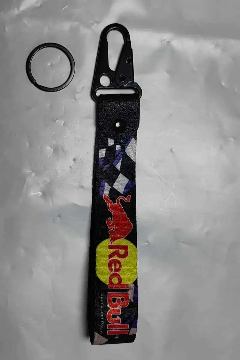 Red Bull Key Tag Racing Car Motorcycle Keychain Ring Car Lanyard Key Strap Car Accessories For Fake Taxi Keychain
