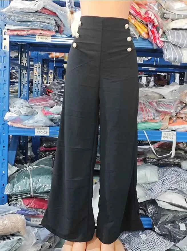 Pantalon large femme élégant taille haute