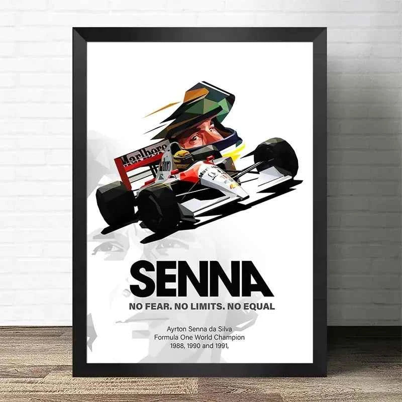 F1 World Champion Racer Ayrton Senna Graffiti Racing Formula 1 Poster Decorative Paintings Canvas Wall Art Pictures Home Decor