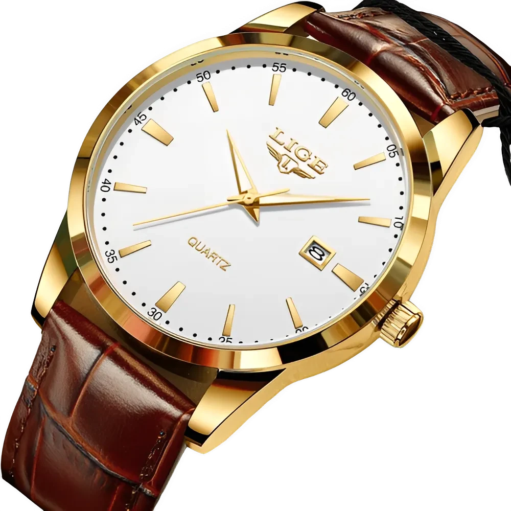 Montre Homme Luxe Étanche Cuir Quartz Lumineuse
