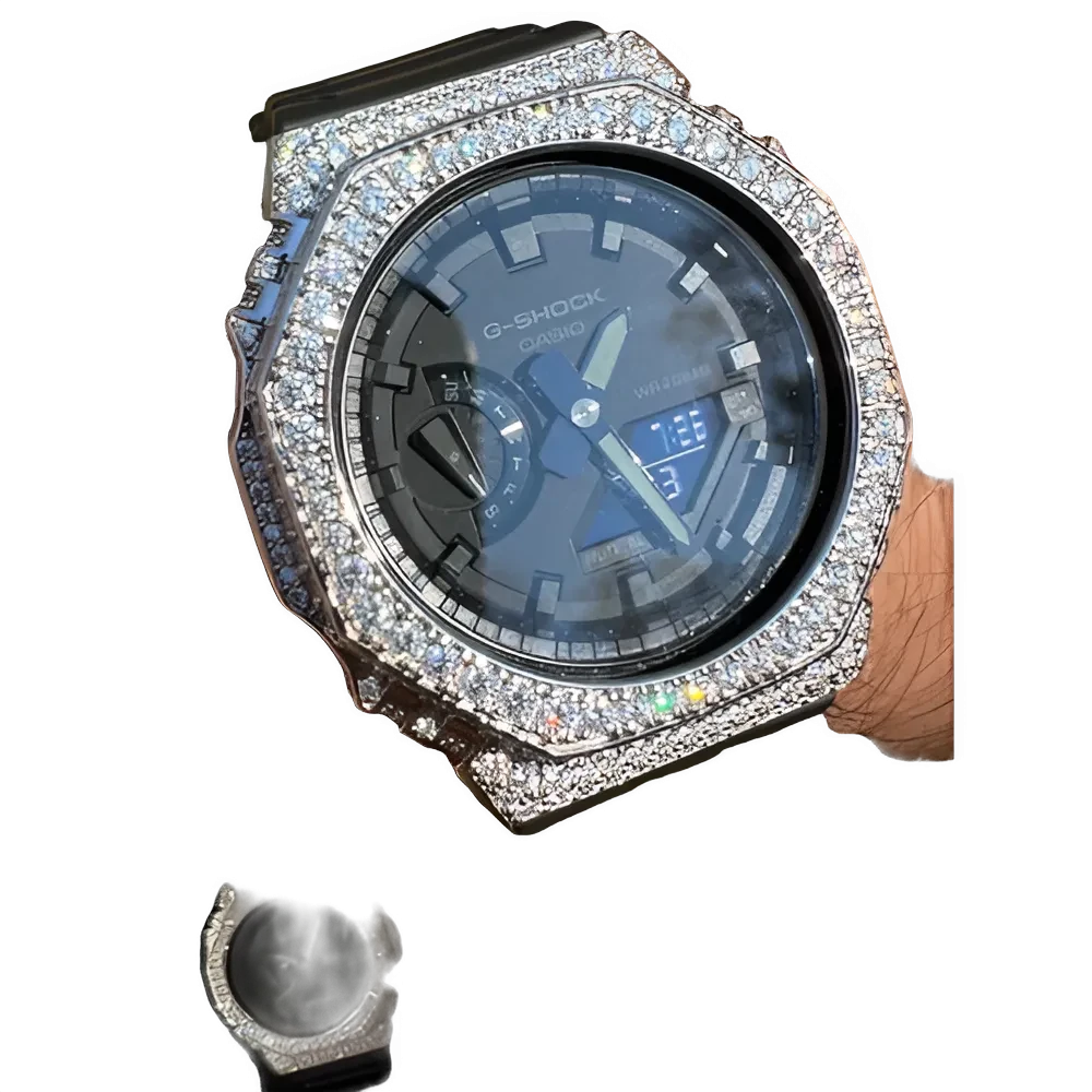 Montre Hip Hop Moissanite 925 Argent G Shock