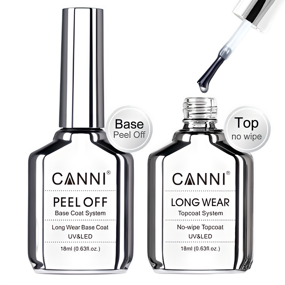 Canni TPO FREE HEMA FREE 18ml Long Wear Diamond Nowipe Top Coat Peeloff Base Coat Soak Off UV LED Gel Polish Nail Manicure