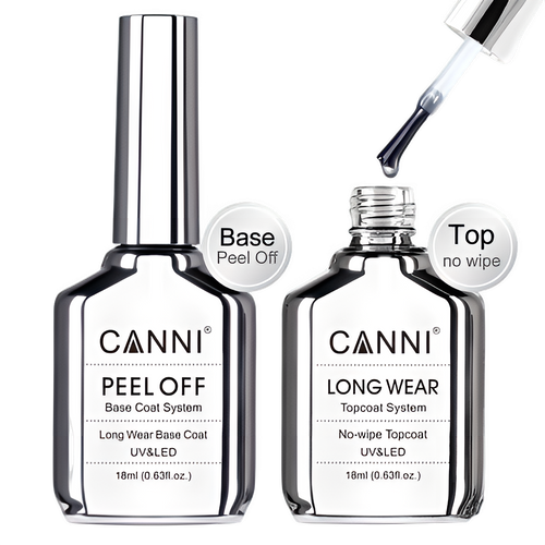 Canni TPO FREE HEMA FREE 18ml Long Wear Diamond Nowipe Top Coat Peeloff Base Coat Soak Off UV LED Gel Polish Nail Manicure