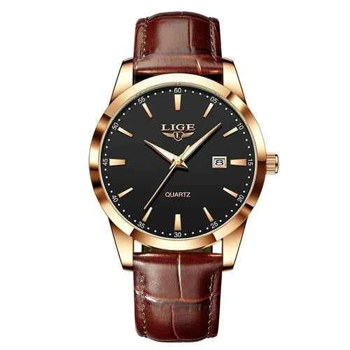 Montre Homme Luxe Étanche Cuir Quartz Lumineuse