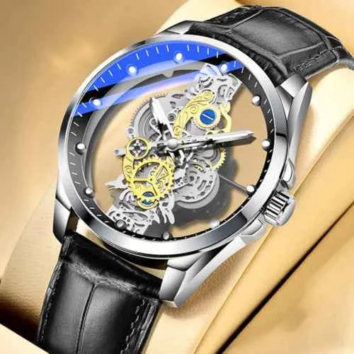 Montre automatique skeleton en acier inoxydable