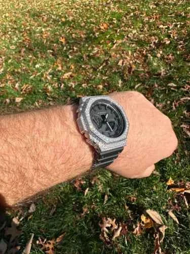 Montre Hip Hop Moissanite 925 Argent G Shock