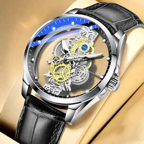 Montre automatique skeleton en acier inoxydable