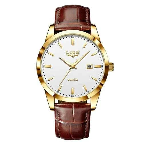 Montre Homme Luxe Étanche Cuir Quartz Lumineuse