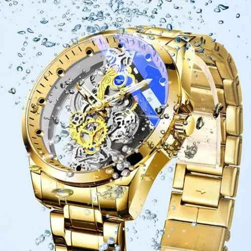 Montre automatique skeleton en acier inoxydable
