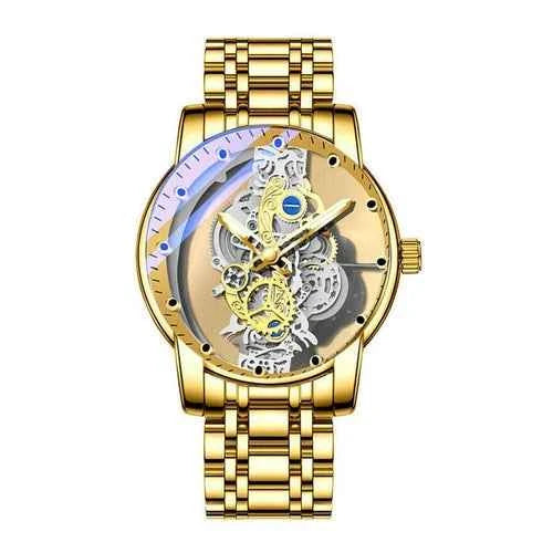 Montre automatique skeleton en acier inoxydable