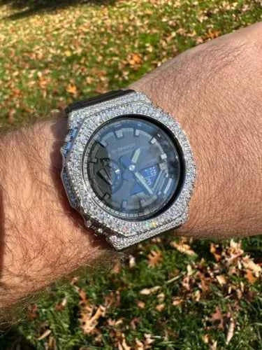 Montre Hip Hop Moissanite 925 Argent G Shock