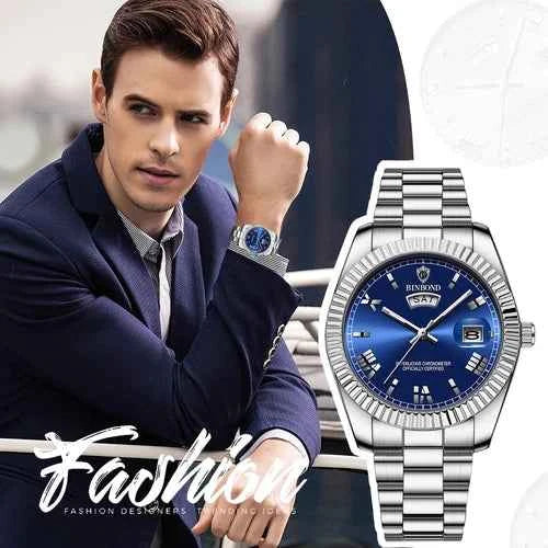 Montre Homme Étanche en Acier Inoxydable Avec Date