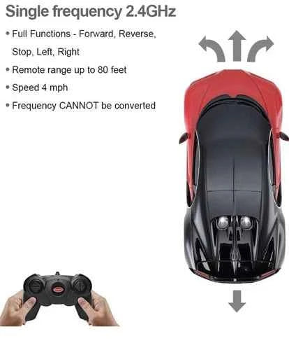 RASTAR Bugatti Toy Car 1/24 Scale Bugatti Chiron RC Model Car Red
