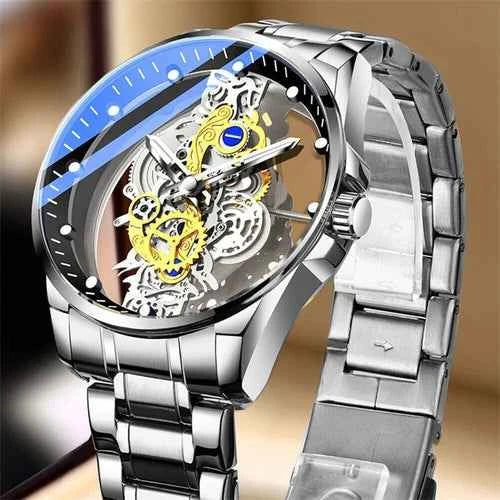 Montre automatique skeleton en acier inoxydable