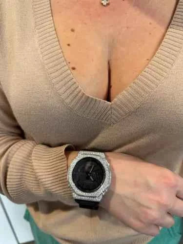 Montre Hip Hop Moissanite 925 Argent G Shock